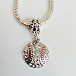 “TENNIS BALL” Silver Plated Dangling Charm For European Style Charm Bracelets